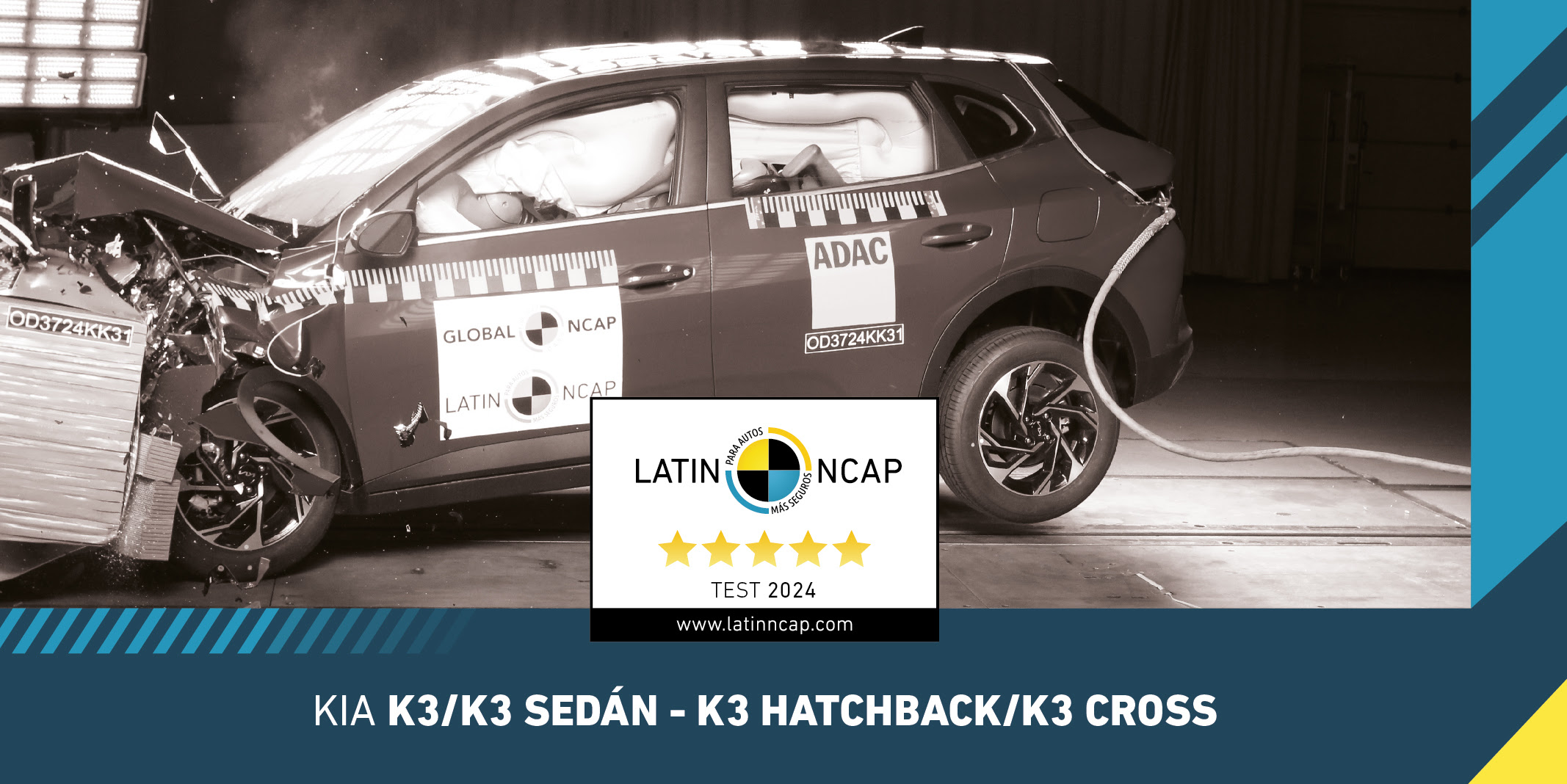 Nuevos resultados de Latin NCAP: K3 logra las primeras cinco estrellas para Kia