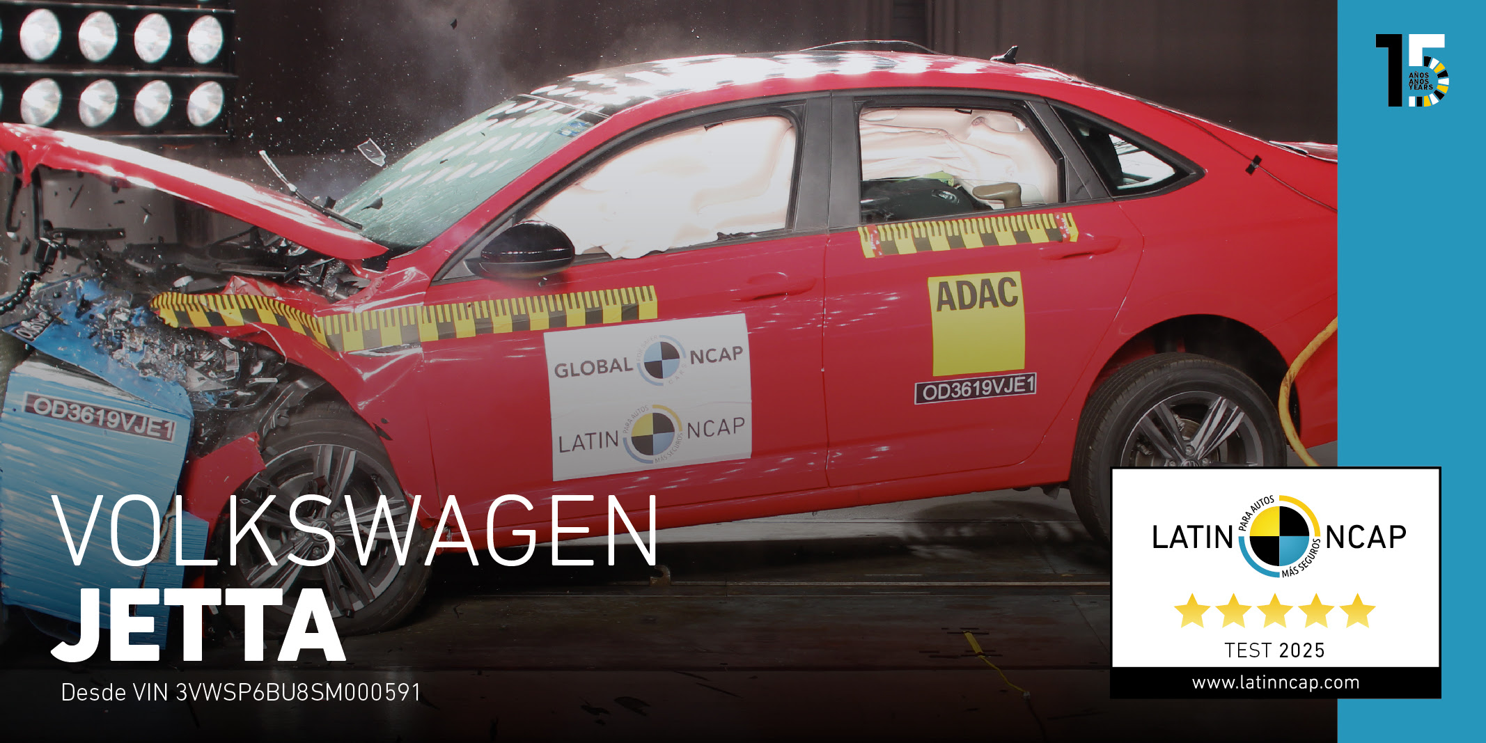 Nuevo resultado de Latin NCAP: Jetta renueva las cinco estrellas