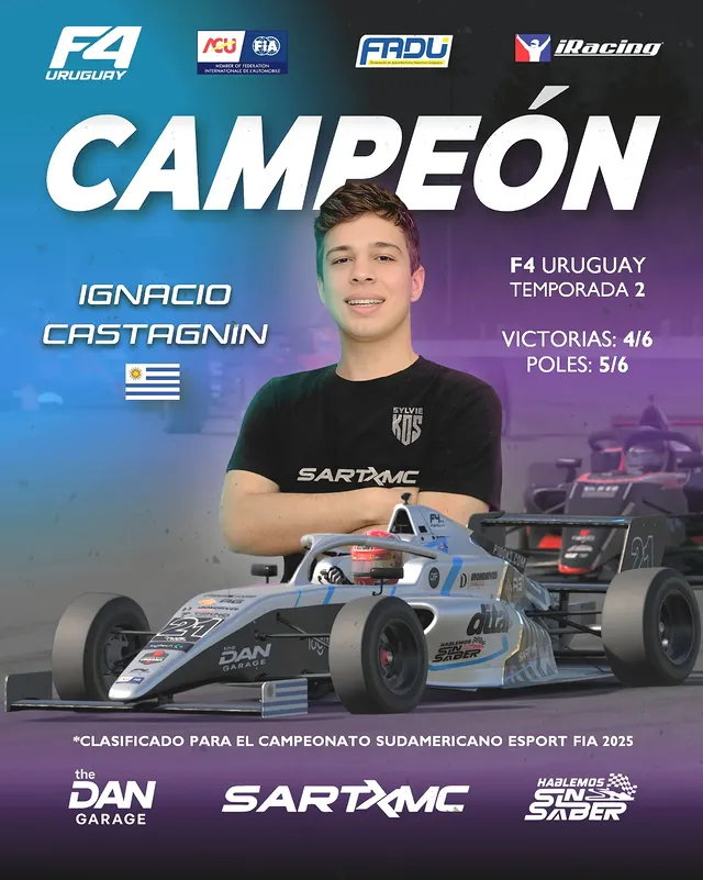 Ignacio Castagnin es el nuevo campeón uruguayo de la F4 Simracing